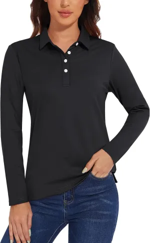 TACVASEN Polo Shirts for Women Casual T-Shirts Long Sleeve Golf Tops