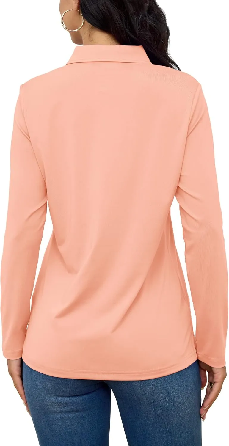 TACVASEN Polo Shirts for Women Casual T-Shirts Long Sleeve Golf Tops