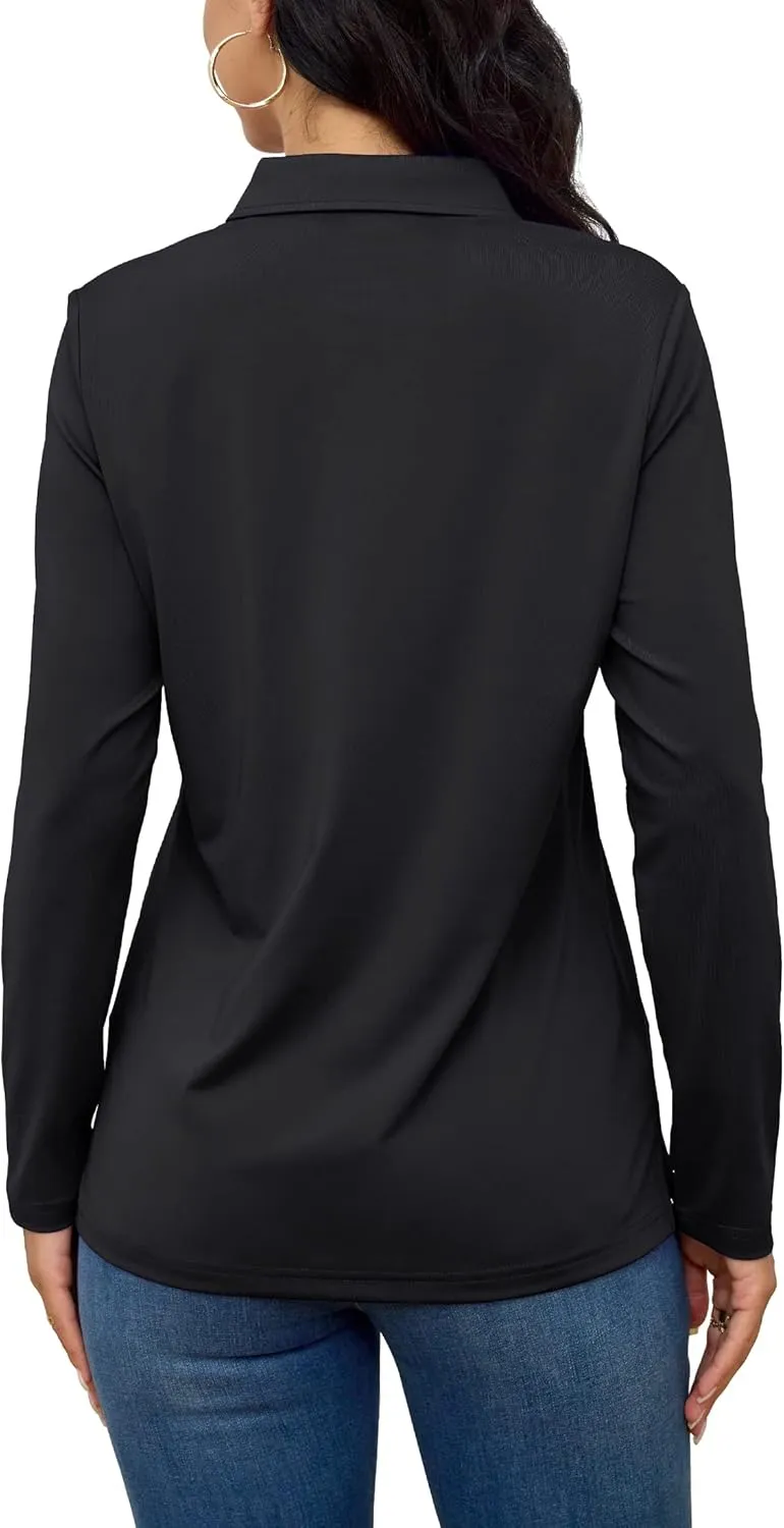 TACVASEN Polo Shirts for Women Casual T-Shirts Long Sleeve Golf Tops