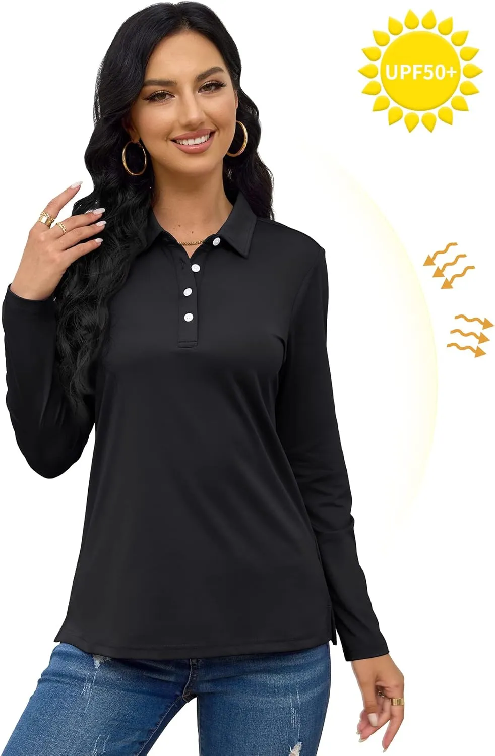 TACVASEN Polo Shirts for Women Casual T-Shirts Long Sleeve Golf Tops