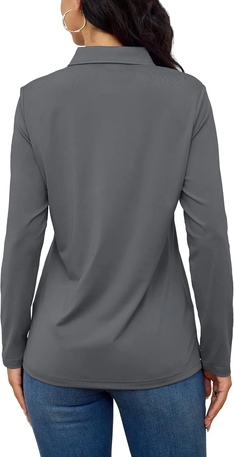 TACVASEN Polo Shirts for Women Casual T-Shirts Long Sleeve Golf Tops