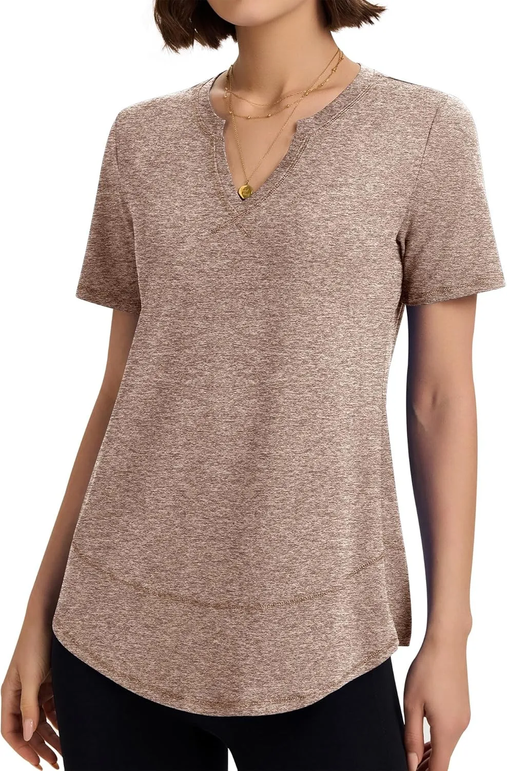 TCOT Women's Short Sleeve Workout Tops Loose Fit Athletic Tees V Neck Running Shirts Yoga Tee Gym Shirts