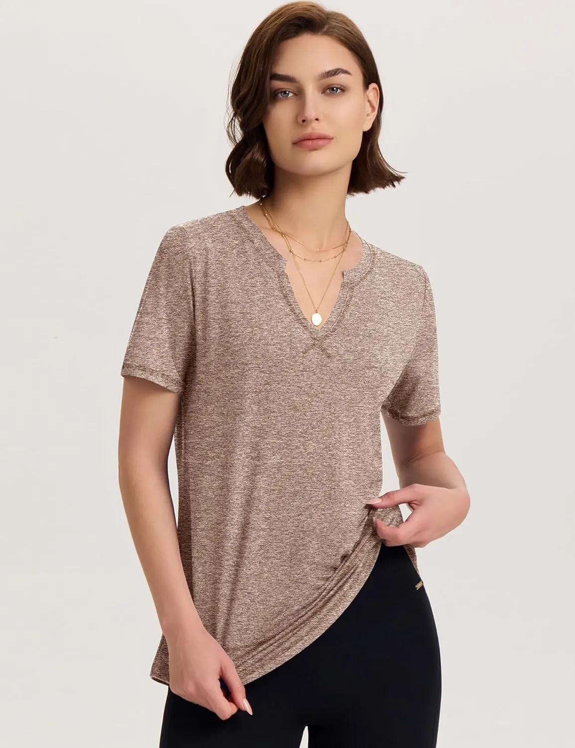 TCOT Women's Short Sleeve Workout Tops Loose Fit Athletic Tees V Neck Running Shirts Yoga Tee Gym Shirts