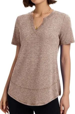TCOT Women's Short Sleeve Workout Tops Loose Fit Athletic Tees V Neck Running Shirts Yoga Tee Gym Shirts