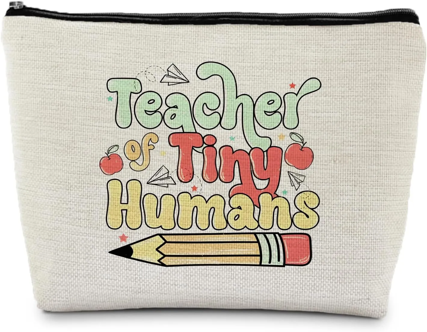 Teacher of Tiny Humans Teacher Makeup Bag Cosmetic Bag, Teacher Appreciation Gifts for WomenTeacher Zipper Pouch, Teacher Small Makeup Bag for Purse