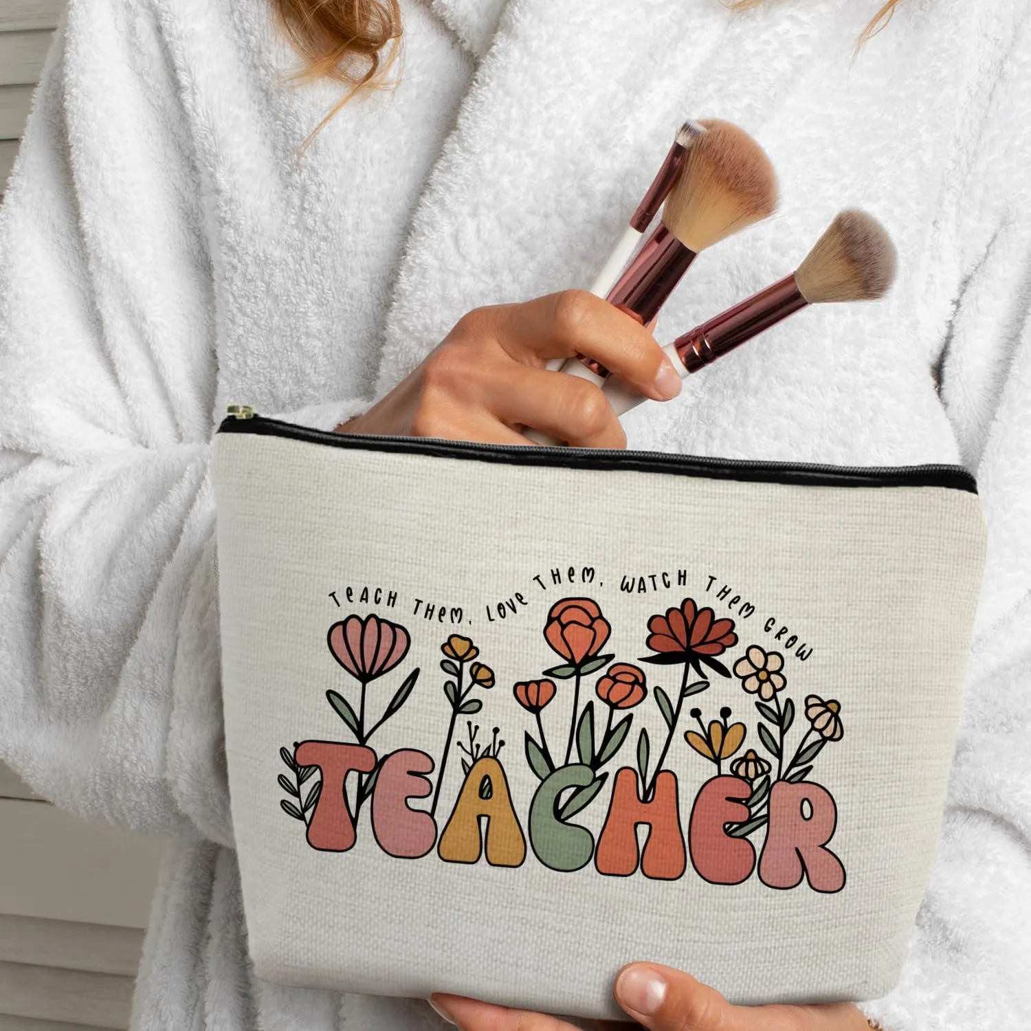 Teacher Small Makeup Bag Cosmetic Bag Pouch Zipper Pouch for Purse, Teacher Appreciation Gifts for Women