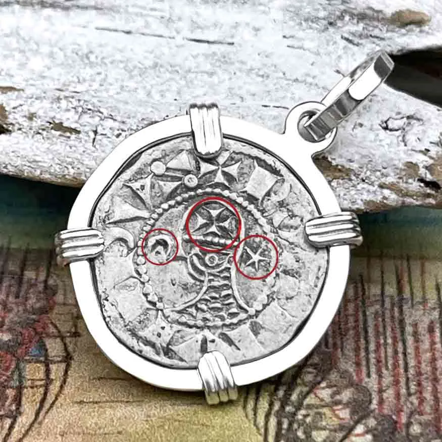 Templar Knights Era Antioch Crusader Medieval Silver Denier "Helmet Head" Coin of the Crusades Sterling Silver Pendant | Artifact #8636