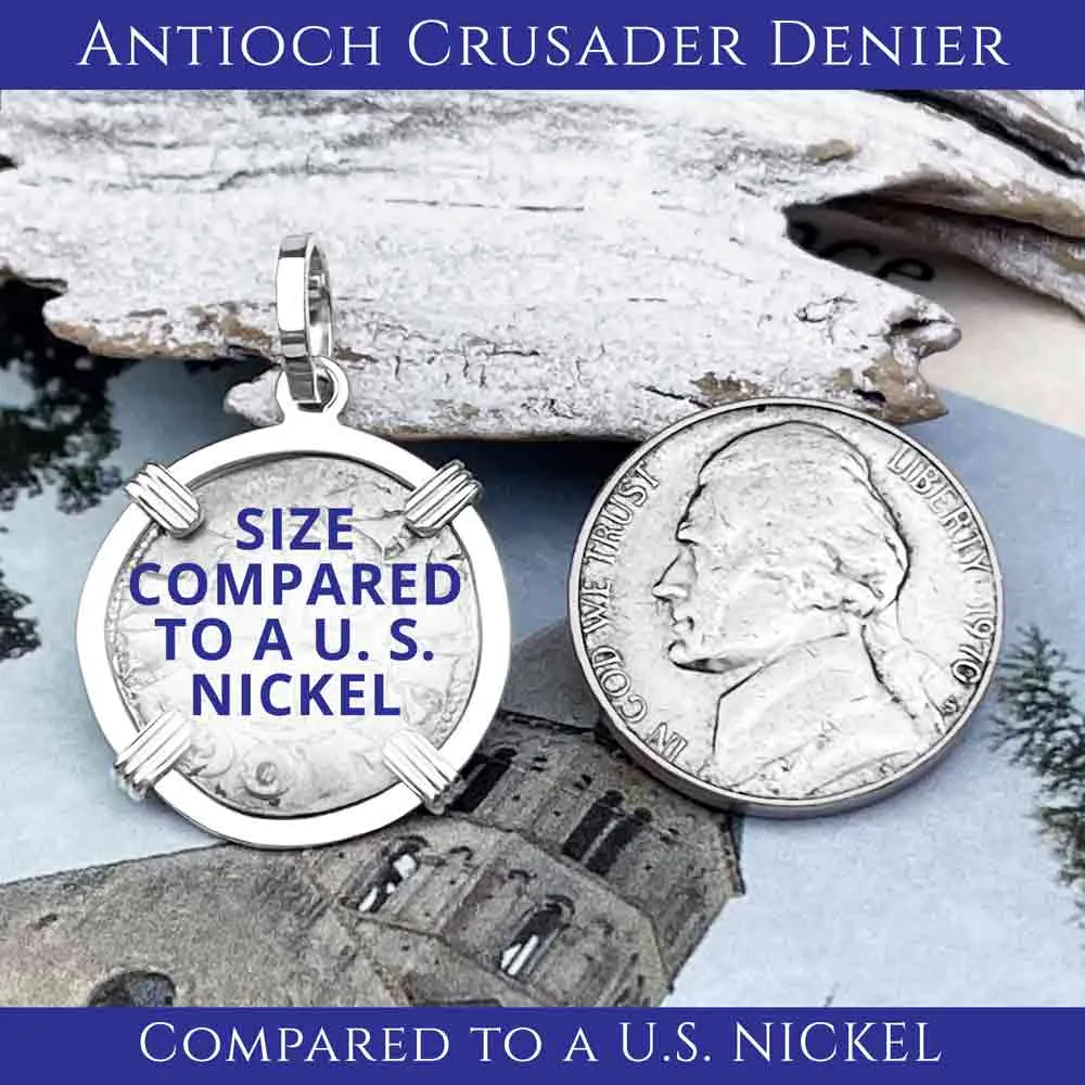 Templar Knights Era Antioch Crusader Medieval Silver Denier "Helmet Head" Coin of the Crusades Sterling Silver Pendant | Artifact #8919