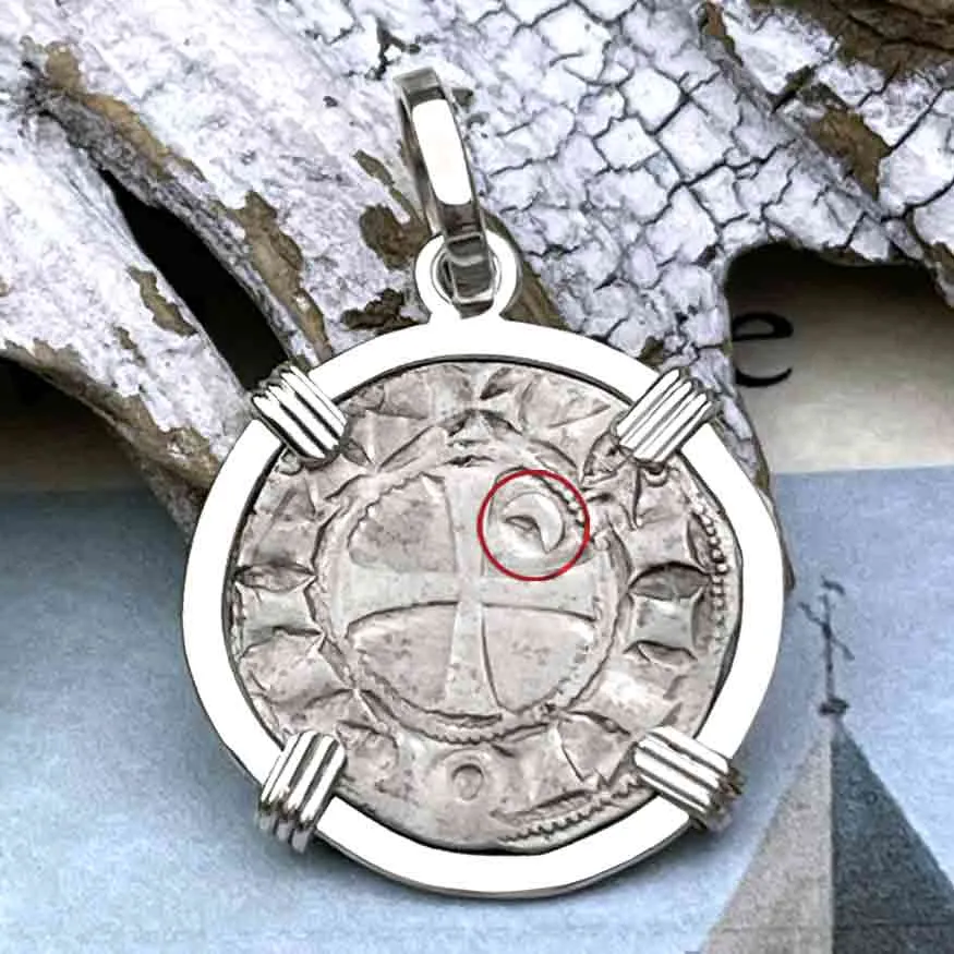 Templar Knights Era Antioch Crusader Medieval Silver Denier "Helmet Head" Coin of the Crusades Sterling Silver Pendant | Artifact #8919