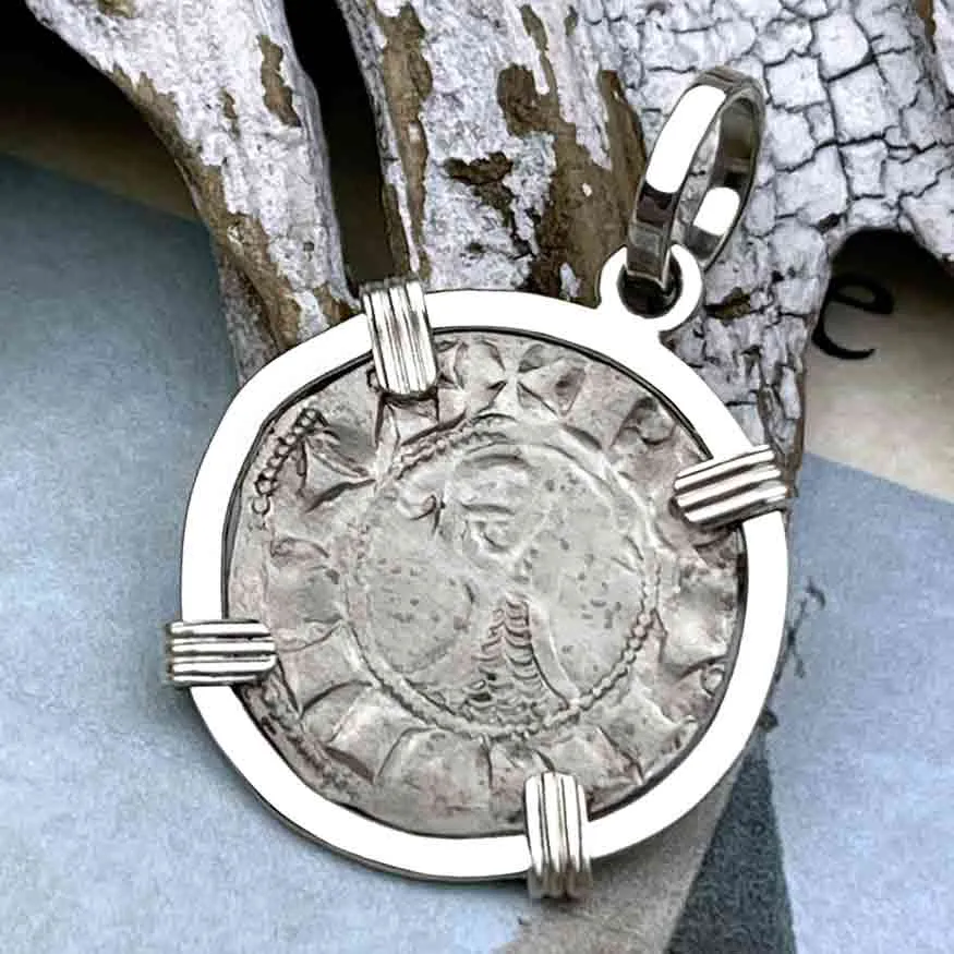 Templar Knights Era Antioch Crusader Medieval Silver Denier "Helmet Head" Coin of the Crusades Sterling Silver Pendant | Artifact #8919