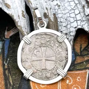 Templar Knights Era Antioch Crusader Medieval Silver Denier "Helmet Head" Coin of the Crusades Sterling Silver Pendant | Artifact #8921
