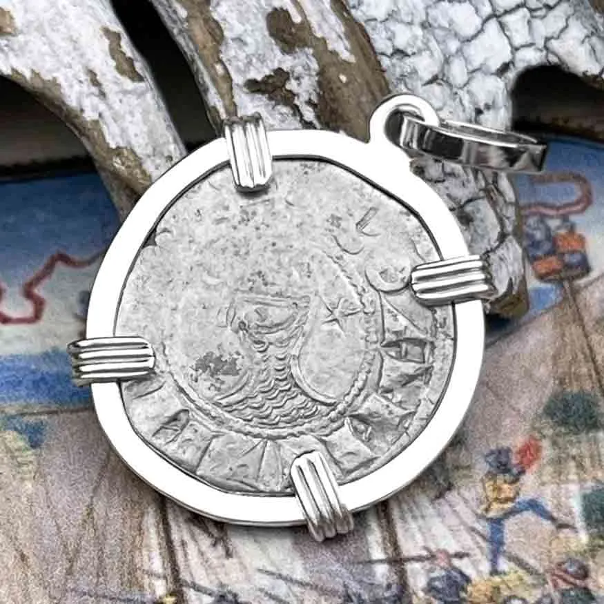 Templar Knights Era Antioch Crusader Medieval Silver Denier "Helmet Head" Coin of the Crusades Sterling Silver Pendant | Artifact #8922