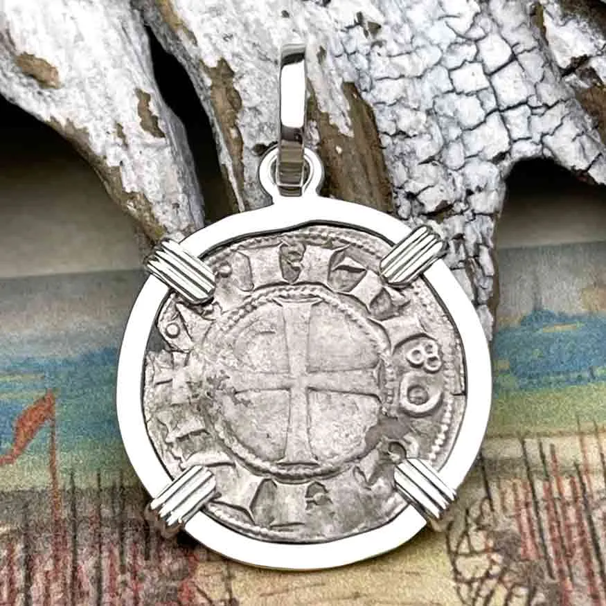 Templar Knights Era Antioch Crusader Medieval Silver Denier "Helmet Head" Coin of the Crusades Sterling Silver Pendant | Artifact #8923
