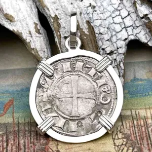 Templar Knights Era Antioch Crusader Medieval Silver Denier "Helmet Head" Coin of the Crusades Sterling Silver Pendant | Artifact #8923