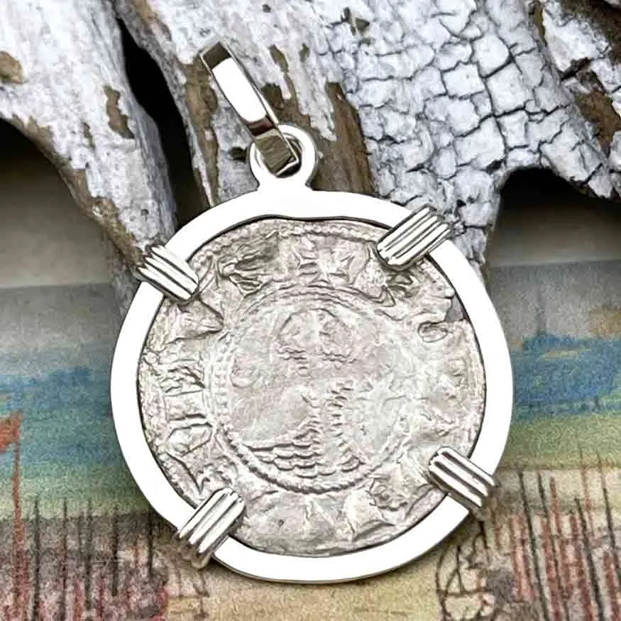 Templar Knights Era Antioch Crusader Medieval Silver Denier "Helmet Head" Coin of the Crusades Sterling Silver Pendant | Artifact #8923