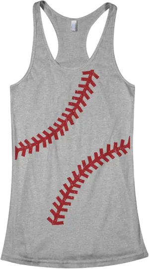 Threadrock Women's Baseball or Softball Seams Racerback Tank Top