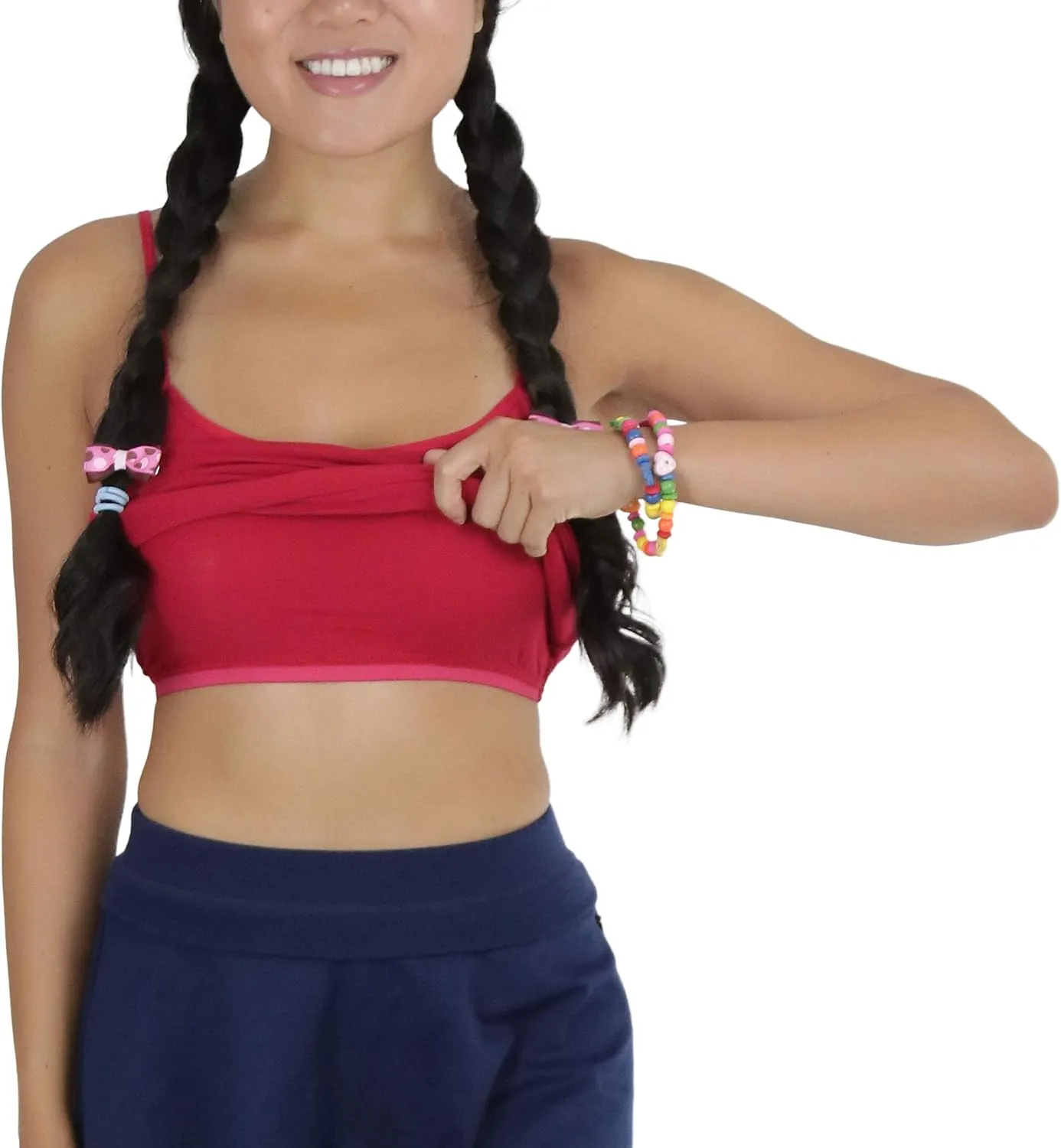 ToBeInStyle Girl's Cotton Long Layering Camisole w/Built-in Shelf Training Bra