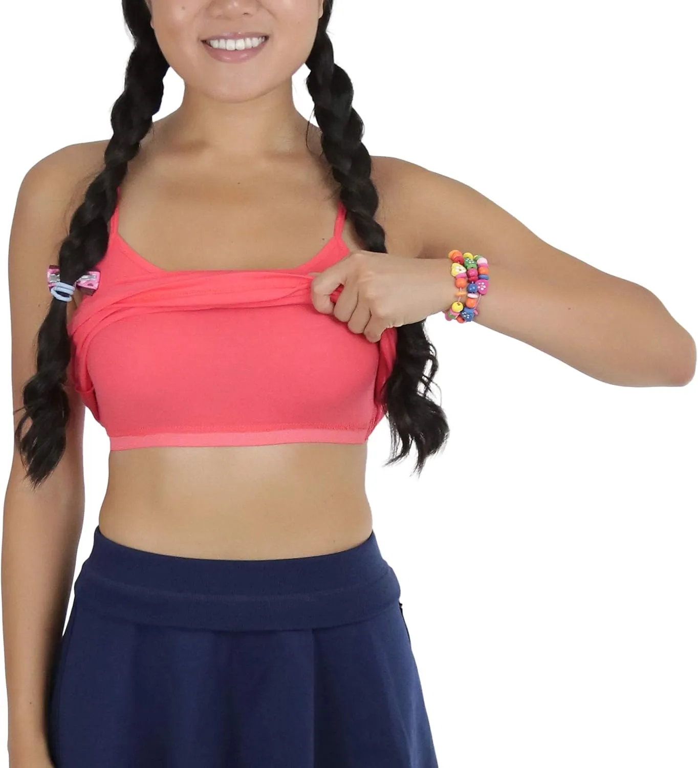 ToBeInStyle Girl's Cotton Long Layering Camisole w/Built-in Shelf Training Bra