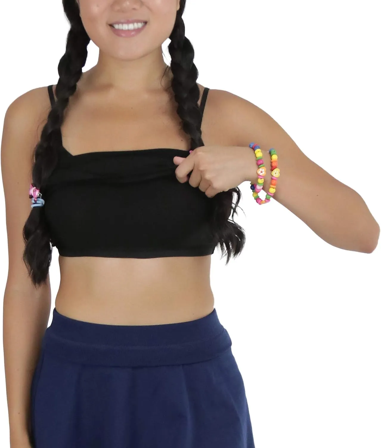 ToBeInStyle Girl's Cotton Long Layering Camisole w/Built-in Shelf Training Bra
