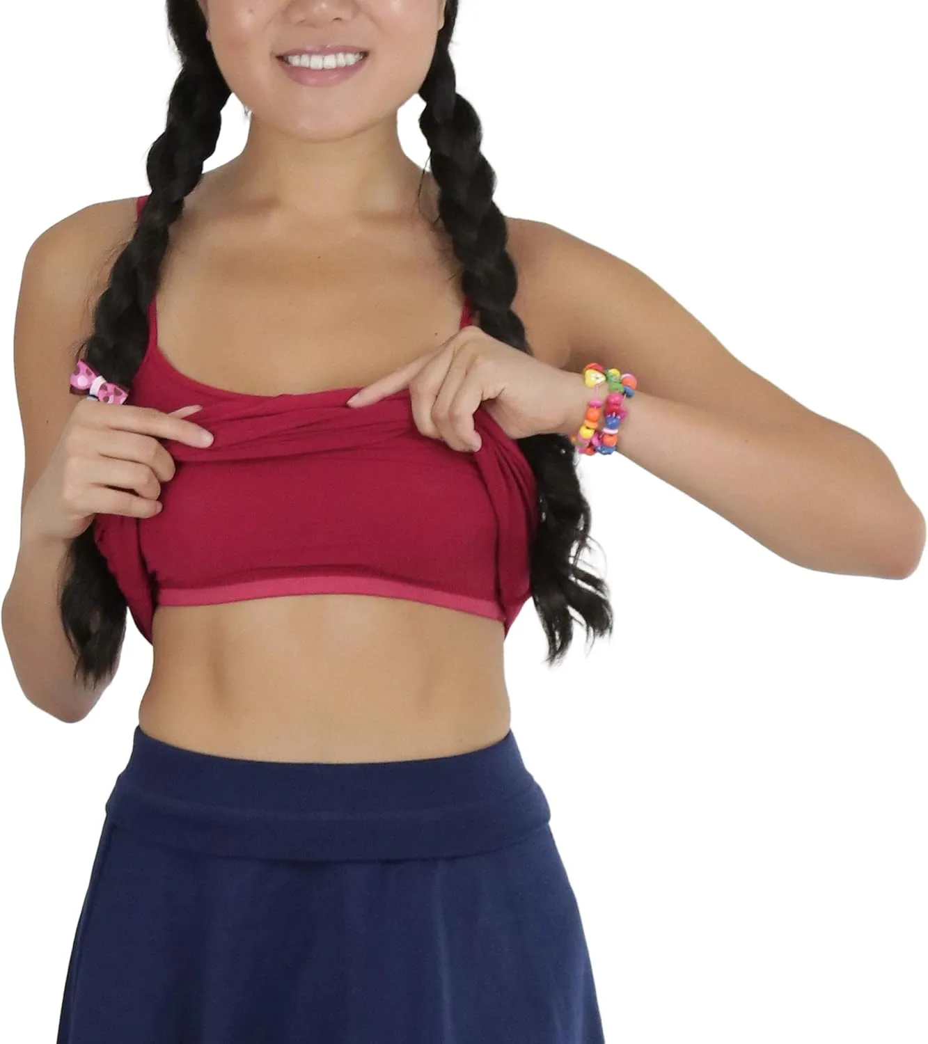 ToBeInStyle Girl's Cotton Long Layering Camisole w/Built-in Shelf Training Bra