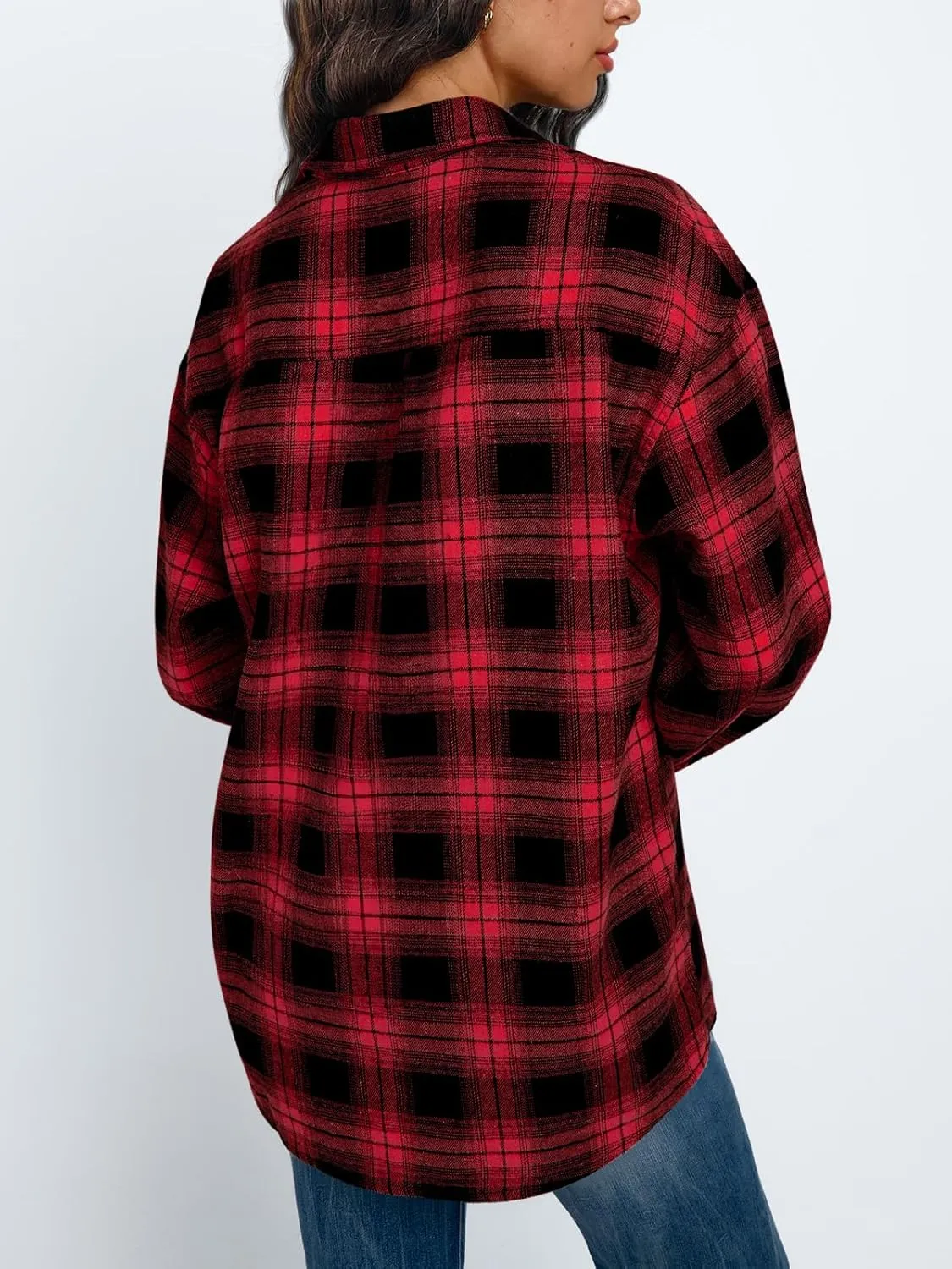 Trendy Queen Women Shackets Long Sleeve Flannel Shirts Button Down Blouse Plaid Tops Fall Outfits Fashion Winter Jackets 2025