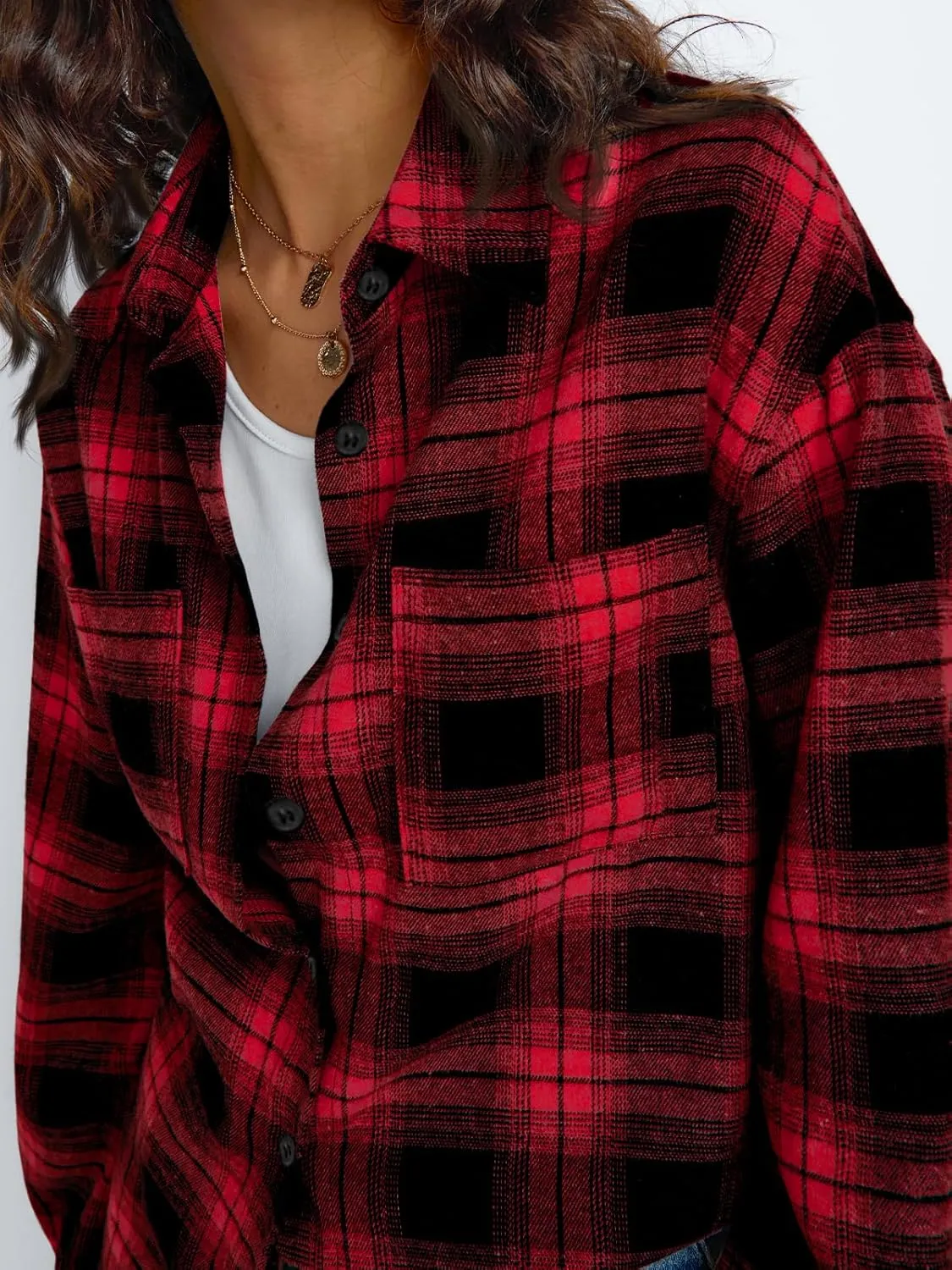 Trendy Queen Women Shackets Long Sleeve Flannel Shirts Button Down Blouse Plaid Tops Fall Outfits Fashion Winter Jackets 2025