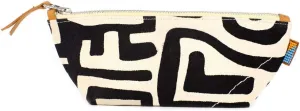 Ubuntu Life Kuba Pouch  Makeup & Toiletry Bag for Women Made with Natural Cotton Canvas, Stylish Cosmetic Bag with Kuba African Print (Black & Eggshell, Small)