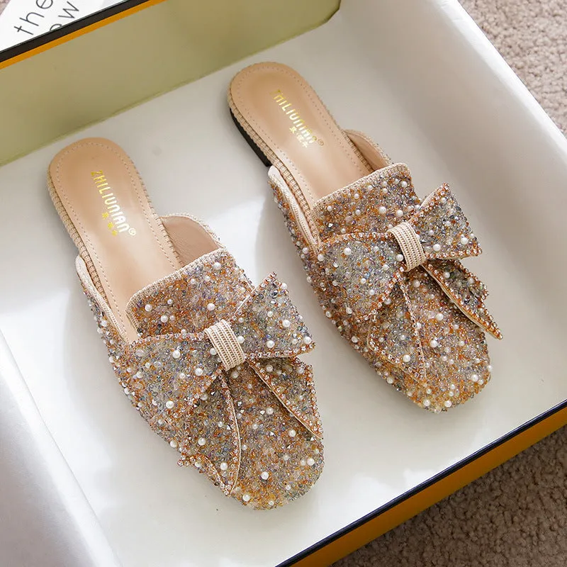 vanccy Wedding Shoes Rhinestone Flat Bling diamonds bridal Flat