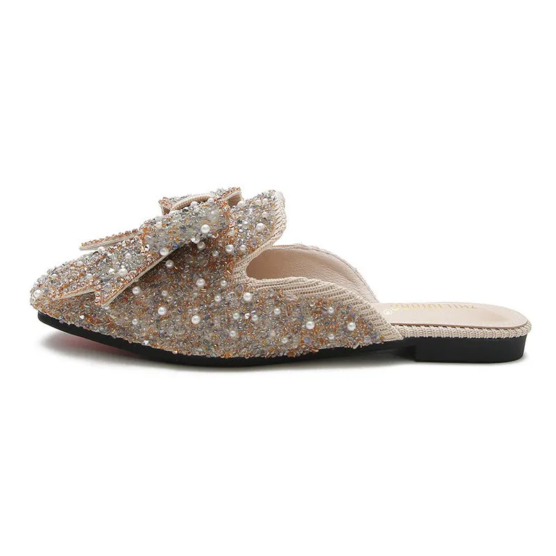 vanccy Wedding Shoes Rhinestone Flat Bling diamonds bridal Flat