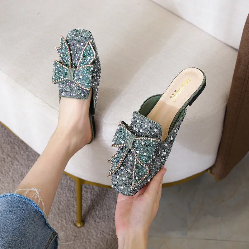 vanccy Wedding Shoes Rhinestone Flat Bling diamonds bridal Flat