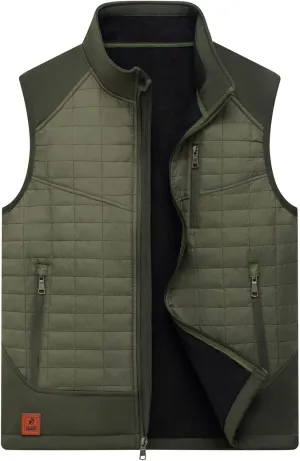 Vcansion Men's Lightweight Fleece Lined Puffer Vest Softshell Outerwear Sleeveless Jacket for Hiking Travel Golf