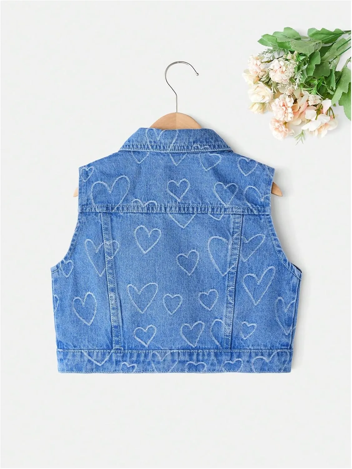 Verdusa Girl's Denim Vest Button Down Fashion Sleeveless Jean Jacket Cute Crop Tops
