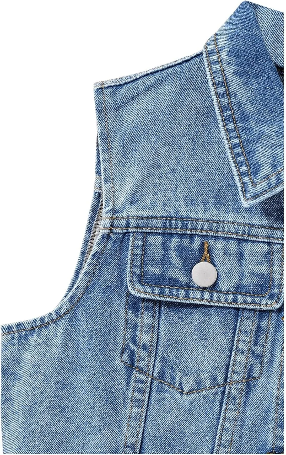Verdusa Girl's Denim Vest Button Down Fashion Sleeveless Jean Jacket Cute Crop Tops