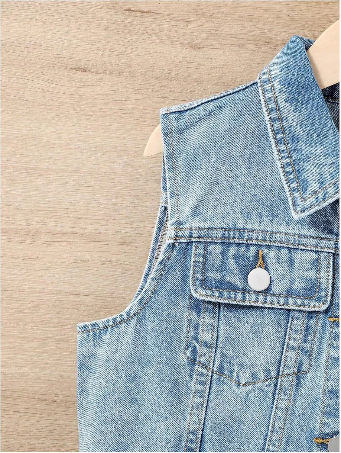 Verdusa Girl's Denim Vest Button Down Fashion Sleeveless Jean Jacket Cute Crop Tops