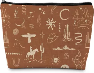 Vintage Western Cosmetic Bag, Cowgirl Gifts for Women, Small Zipper Makeup Bag