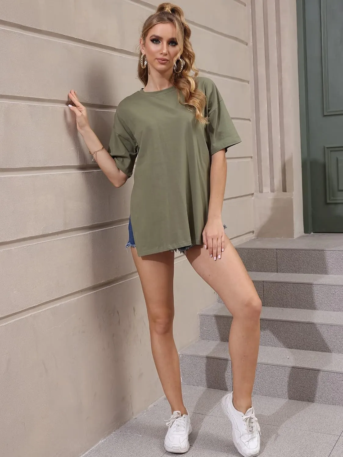 VNIRA Womens Summer Casual Short Sleeve Oversize Workout T-Shirt Tee Tops
