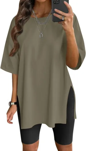 VNIRA Womens Summer Casual Short Sleeve Oversize Workout T-Shirt Tee Tops