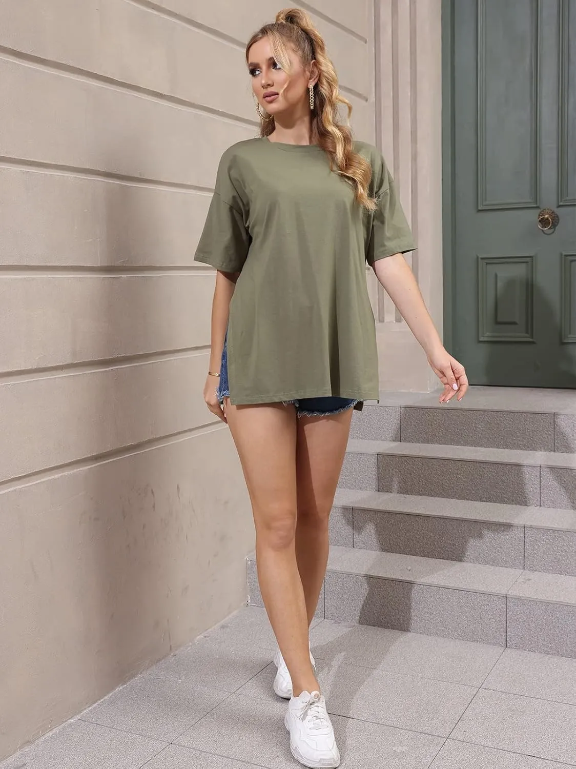 VNIRA Womens Summer Casual Short Sleeve Oversize Workout T-Shirt Tee Tops