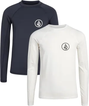 Volcom Boys' Rash Guard Shirts - 2 Pack UPF 50  Quick Dry Long Sleeve Sun Protection Shirts - Kids Swimwear T-Shirt (8-16)
