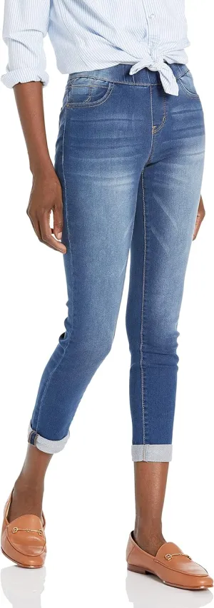 WallFlower Women's Pull on Denim Crop and Ankle High-Rise Insta Soft Juniors Jeans (Available in Plus Size)
