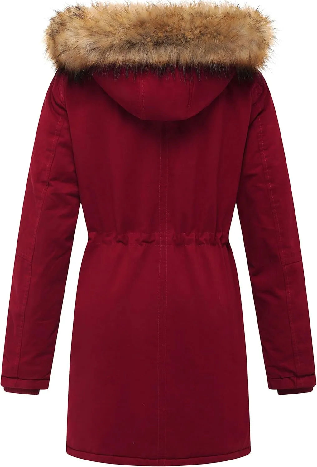WenVen Women's Winter Thicken Fleece Jacket Fur Hooded Military Parka Coat