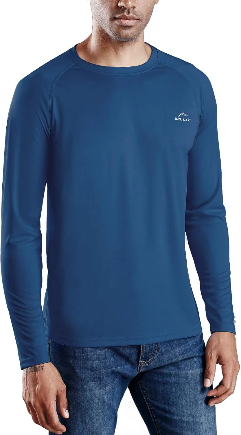 Willit Men's Rash Guard Swim Shirts UPF 50  Long Sleeve Shirts Sun Protection SPF Hiking Fishing UV Shirt
