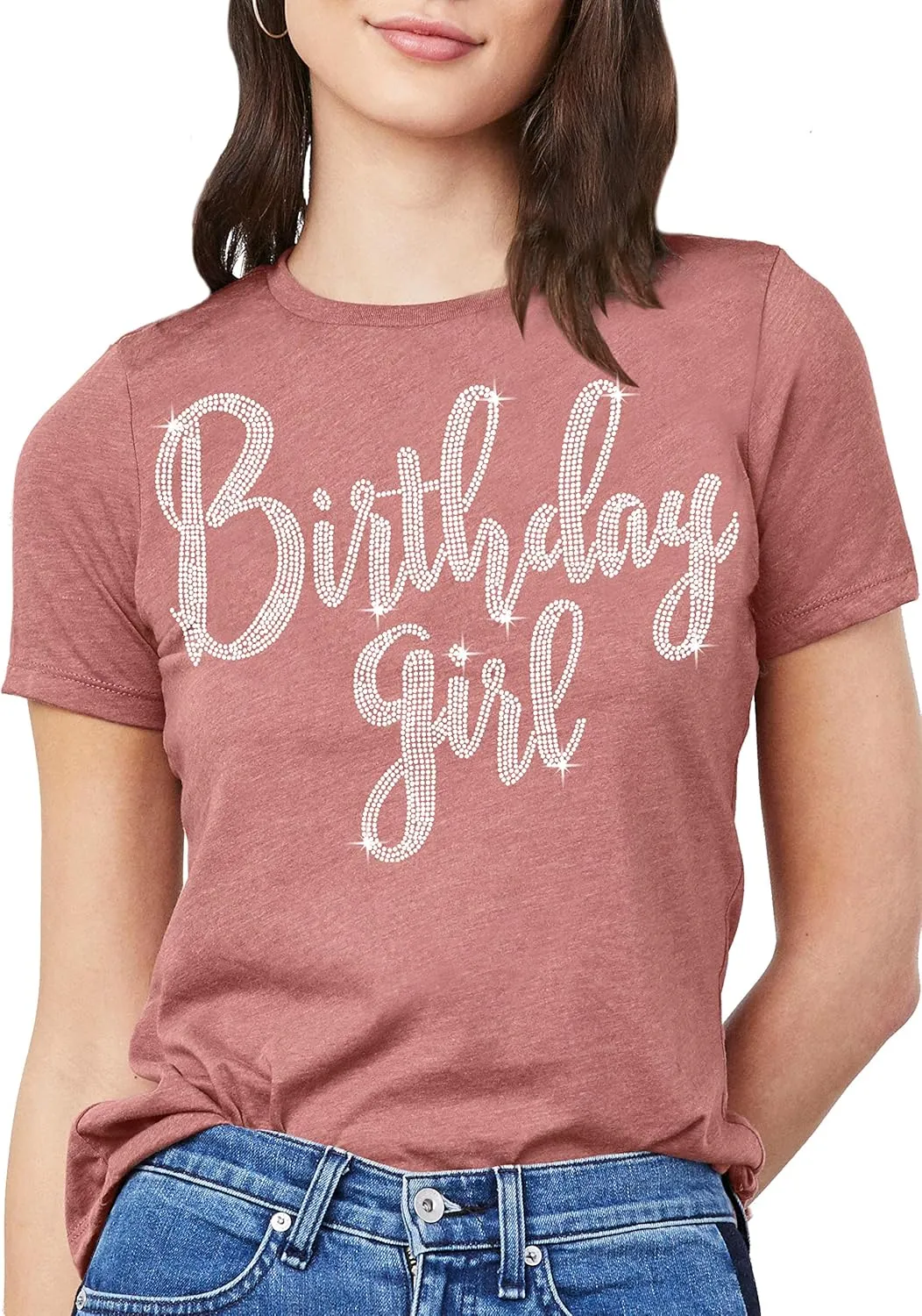 Womens Birthday Shirts Bedazzled - Real Rhinestone Birthday Tees - Birthday Gifts for Women