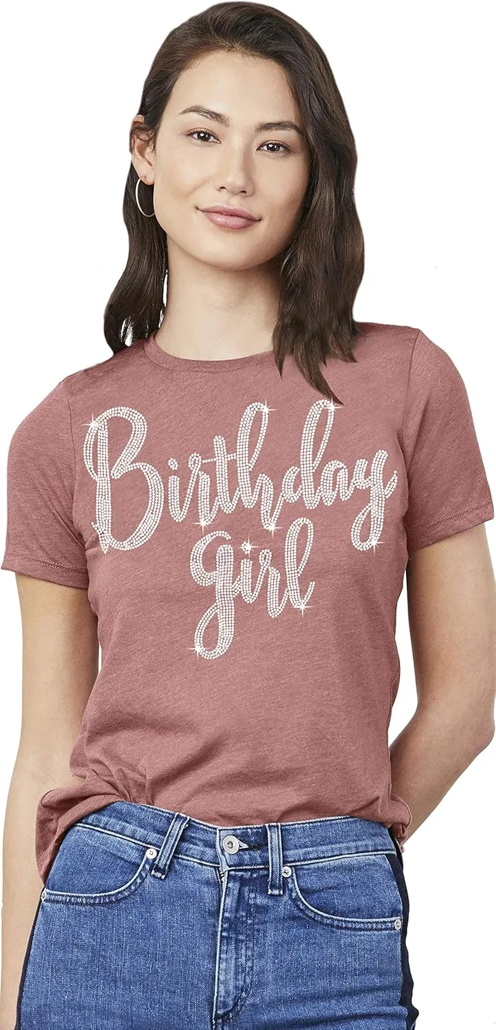 Womens Birthday Shirts Bedazzled - Real Rhinestone Birthday Tees - Birthday Gifts for Women