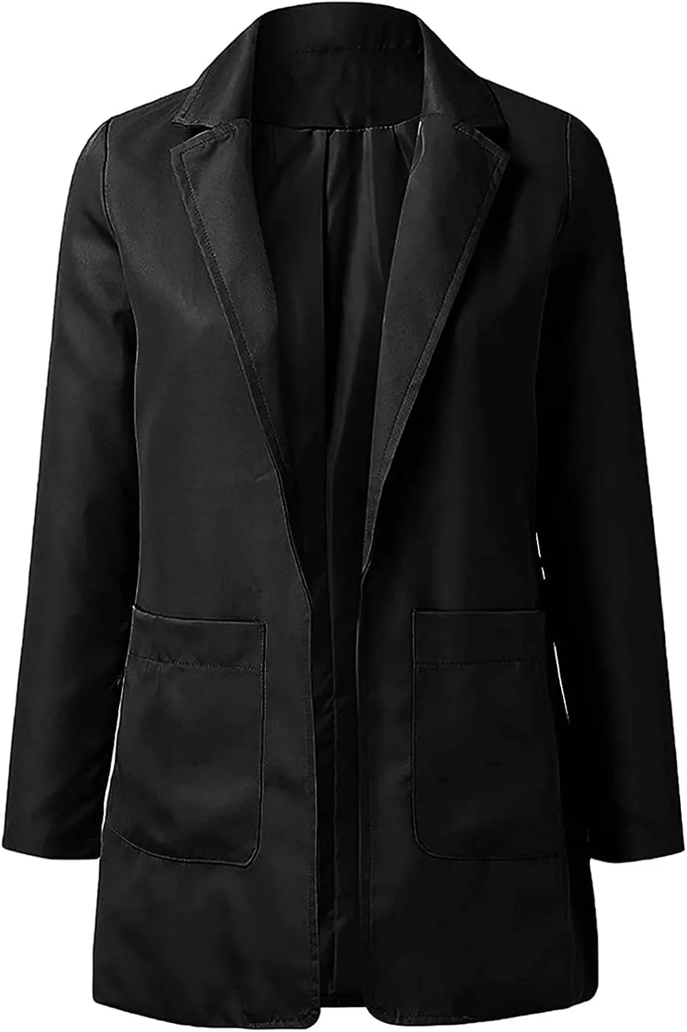 Womens Casual Blazer Fall Windproof Coat Solid Business Suit Work Office Jacket with Pocket Cardigans Plus Size Outwear
