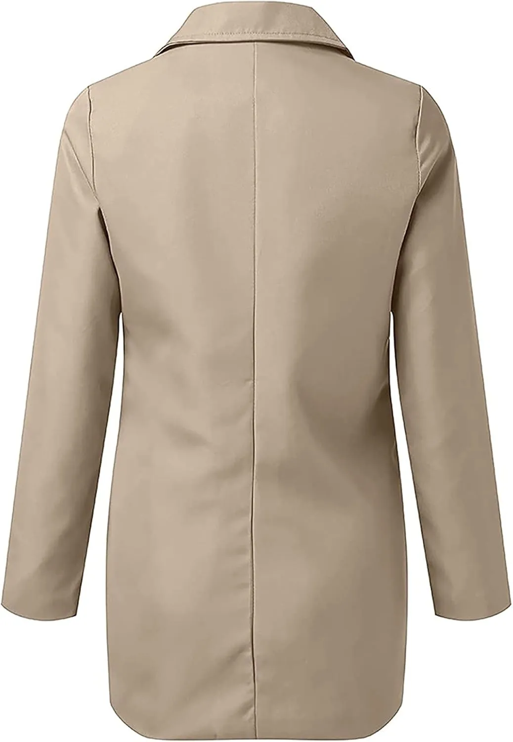 Womens Casual Blazer Fall Windproof Coat Solid Business Suit Work Office Jacket with Pocket Cardigans Plus Size Outwear