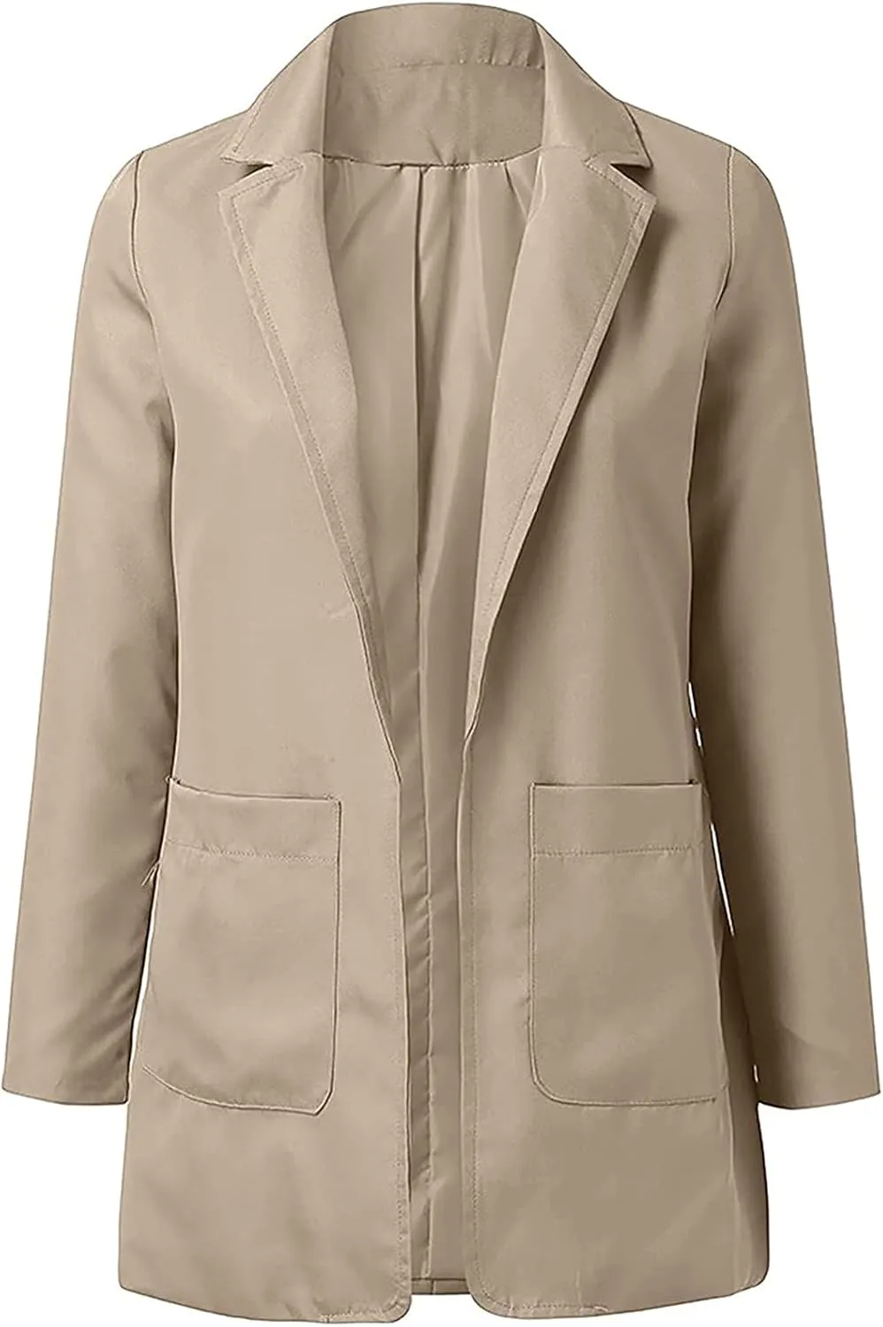 Womens Casual Blazer Fall Windproof Coat Solid Business Suit Work Office Jacket with Pocket Cardigans Plus Size Outwear