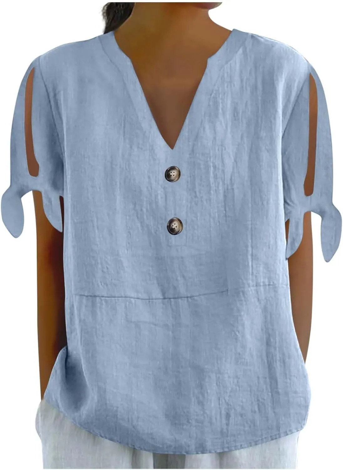 Women's Cotton Linen Shirt Fashion Belted Short Sleeve Tops Summer Loose Button Blouses Beach Vacation Clothes 2025