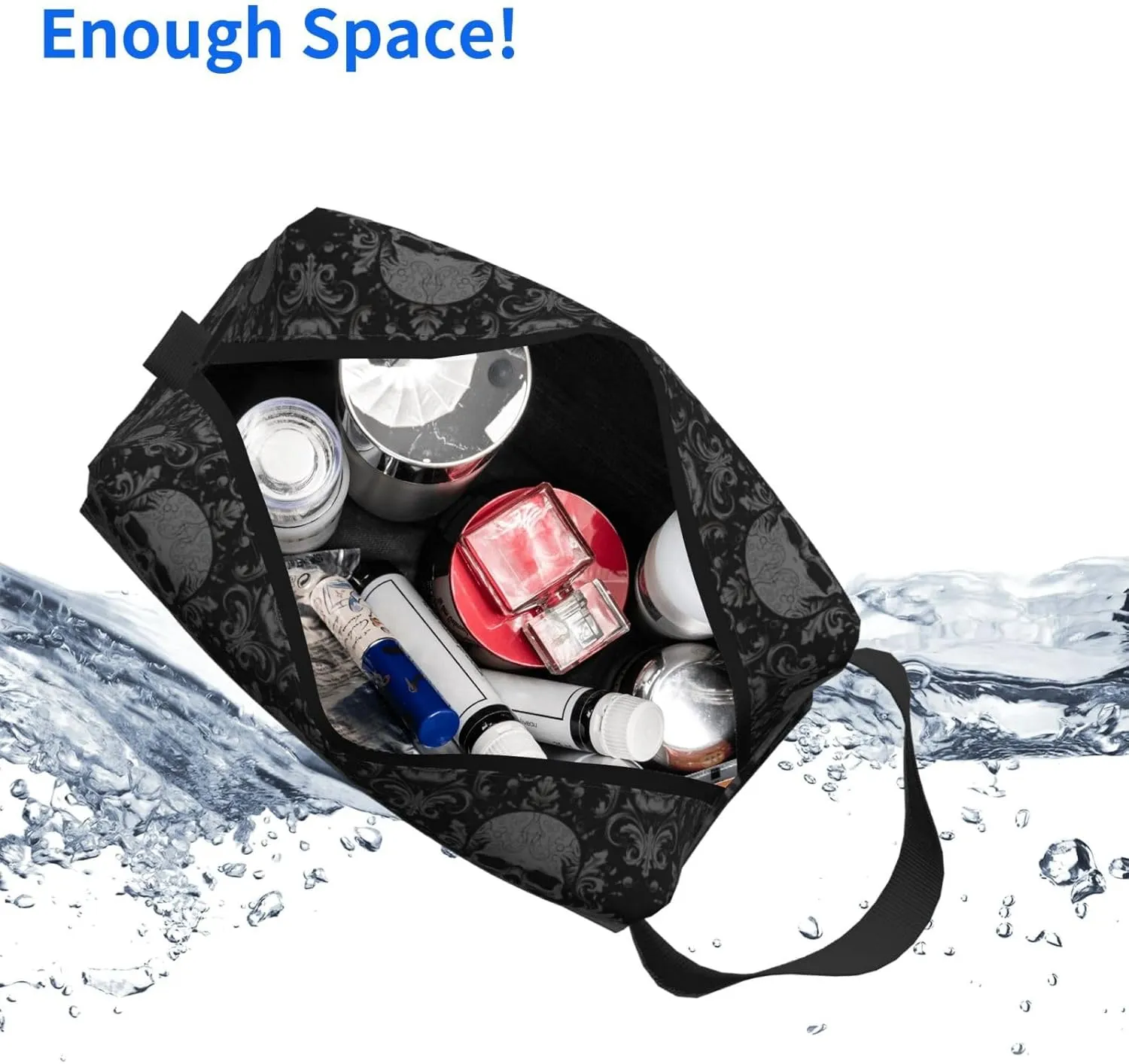 Women's Goth Skull Cosmetic Bag Large Makeup Pouch Travel Toiletry Accessories Organizer Portable Storage Bag