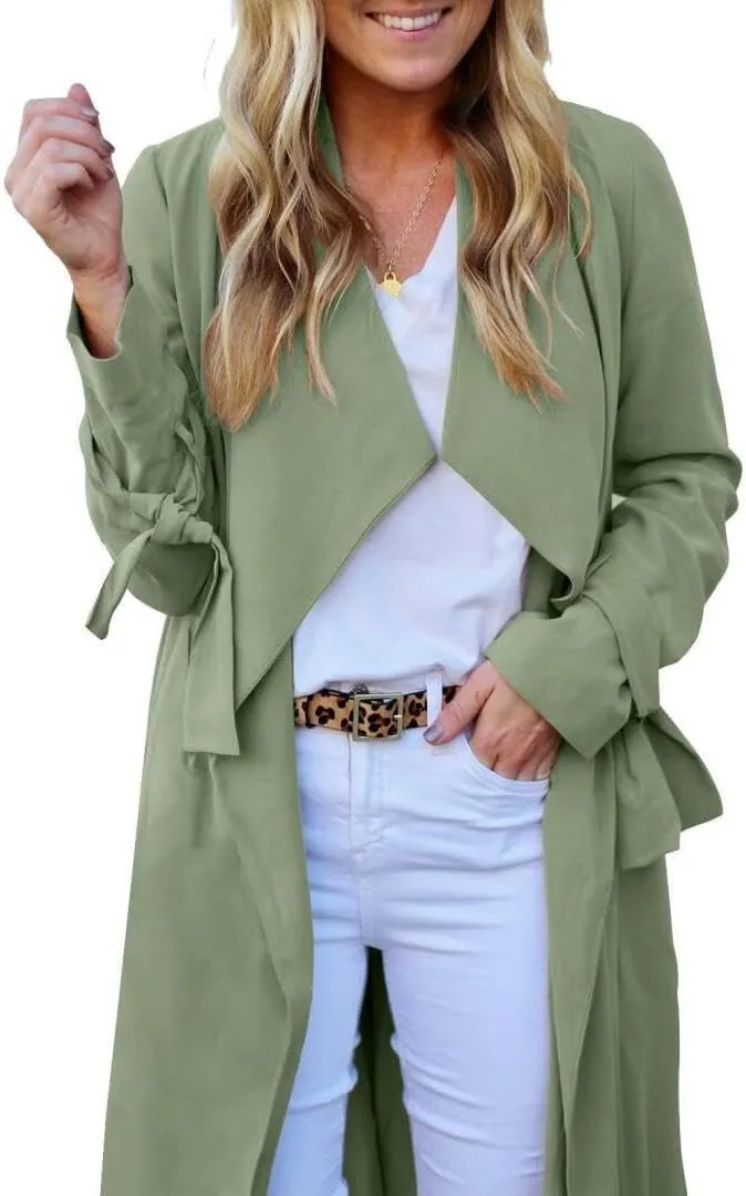 Women's Long Sleeve Open Front Casual Jackets Trendy Lapel Collar Lightweight Blazer